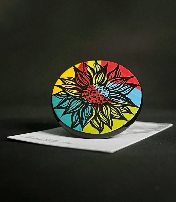 Brosa  multicolora cu floare neagra